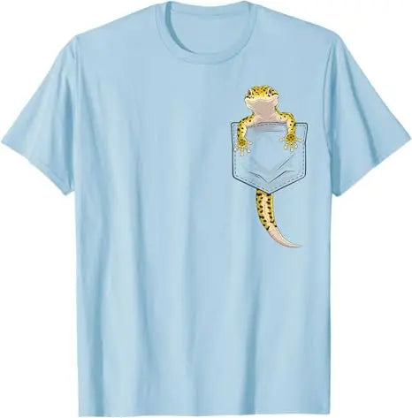 Cute Lizard Reptile Leopard Gecko Pocket Gifts Men Women Kids T-Shirt Funny Y2k Design Aesthetic Clothes Novelty Gift Gecko Tees