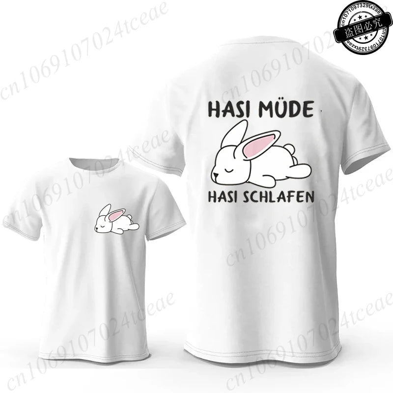 Bunny Is Tired T Shirts Lazy Bunny Shirts Cute Rabbit Graphic Tee Women Short Sleeve Casual Tops Lazy Streetwear Fashion T-shirt