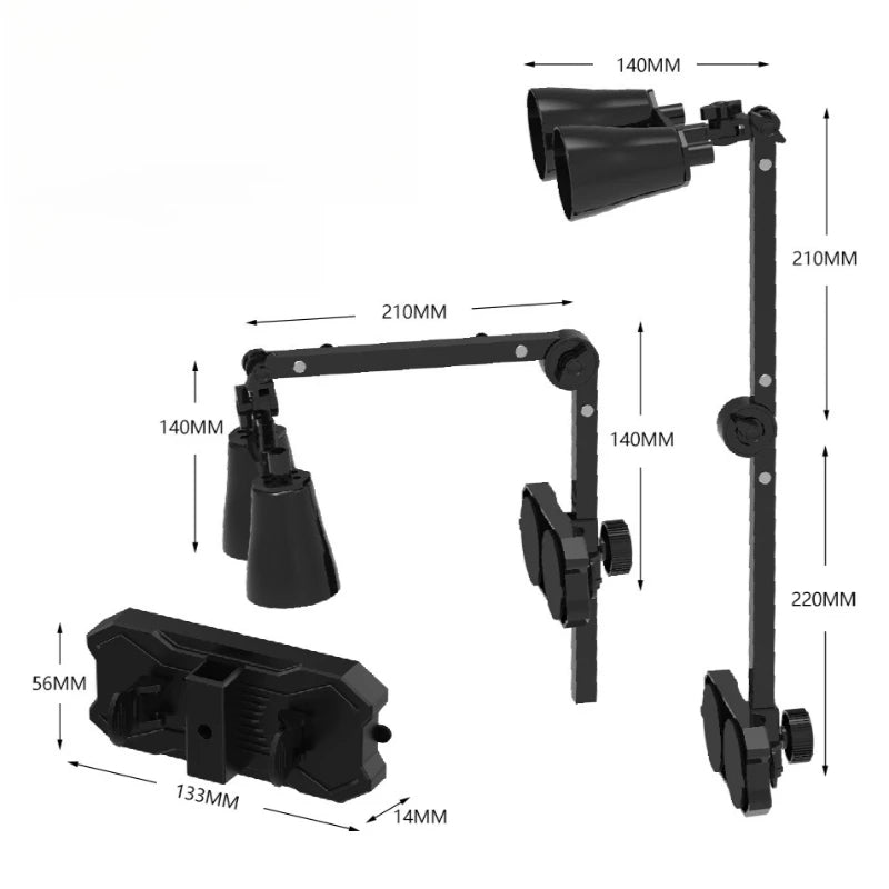 Reptile Terrarium Adjustable Dual-head Lamp Stand Adsorption Removable UVB UVA Lamp Stand Reptile Habitat Supplement Calcium