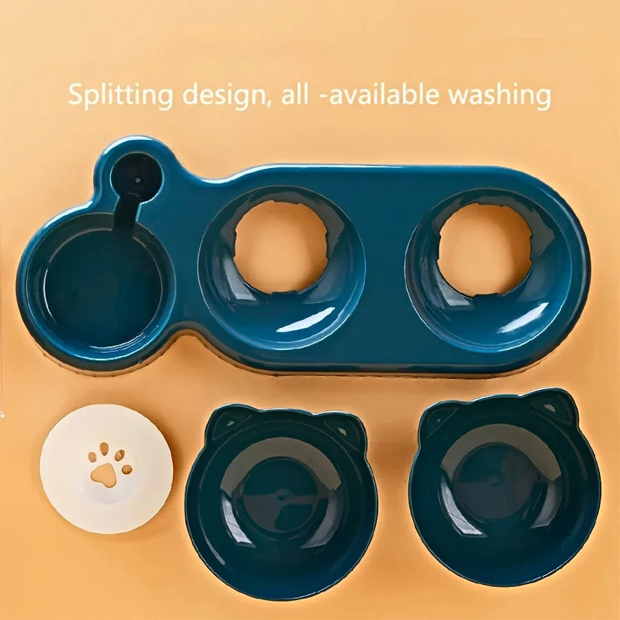 Pet Bowls With Water Feeder, 3 In 1 Water Bottle For Neck Protection