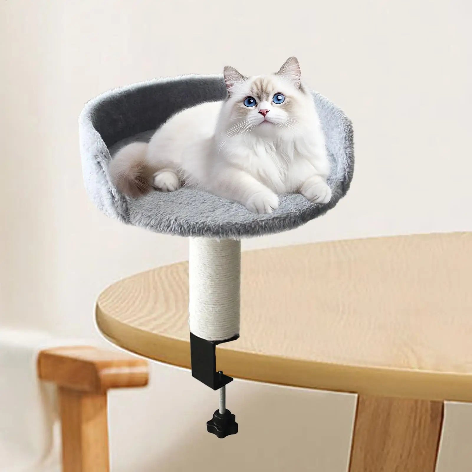 Desk Clamp Cat Bed 360 Rotating Adjustable Soft Nest Desktop Kitten Bed Attachment Cat Desk Bed for Kittens Pets Animals Indoor