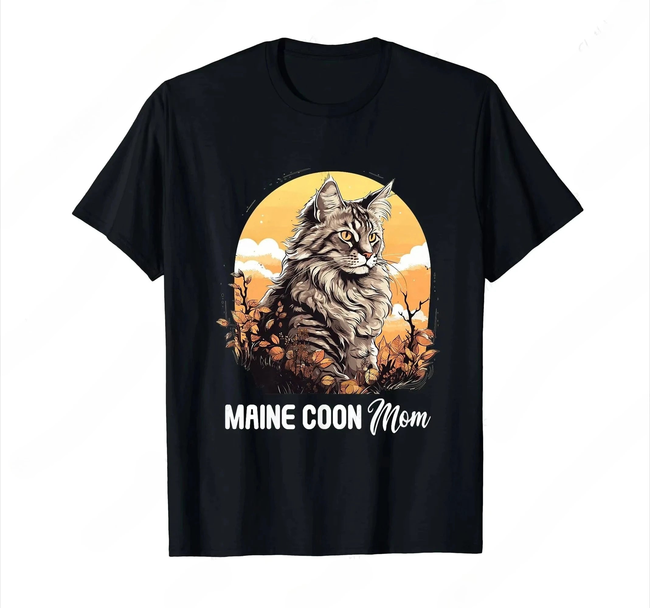 Maine Coon Cat Mom Maine Coon Cat T-shirt Fun Printed Casual Comfortable Clothes All-purpose T-shirt for Women Fashion Graphic