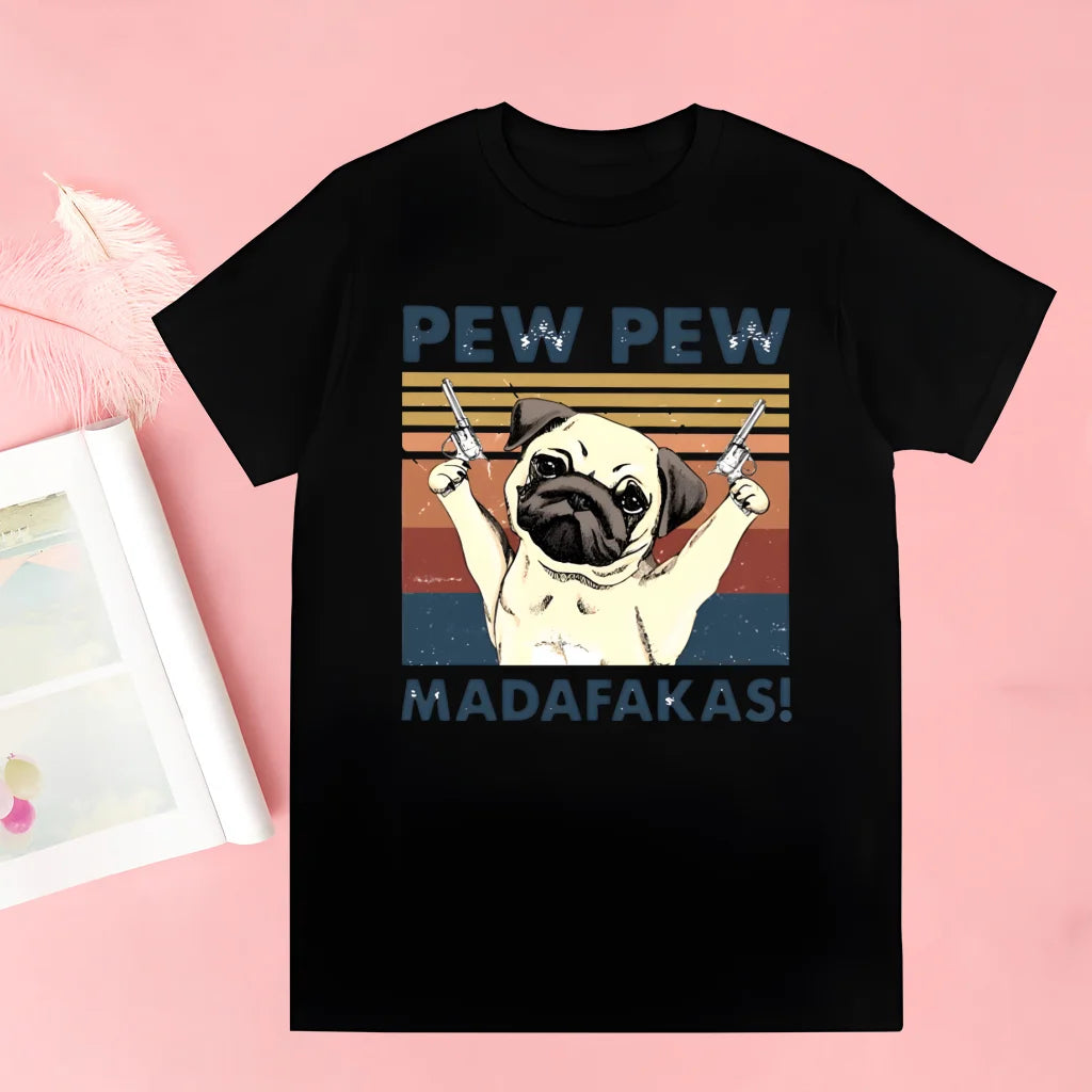Pug Dog Animal Pet T Shirt Novelty Funny Vintage Crew Neck Men's T-Shirt Humor Women Top Tee Gift Humor Streetwear