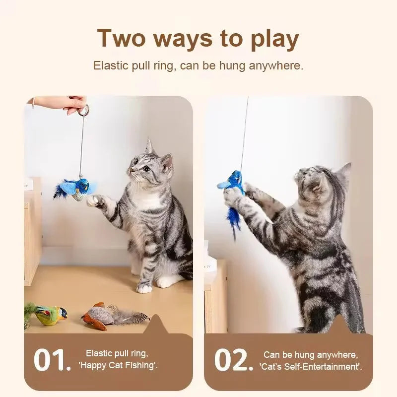 Interactive Chirping Bird Cat Toy Hanging Teaser Wand For Kitten Self Entertaining Anti Boredom Bite Resistant Pet Play Toy
