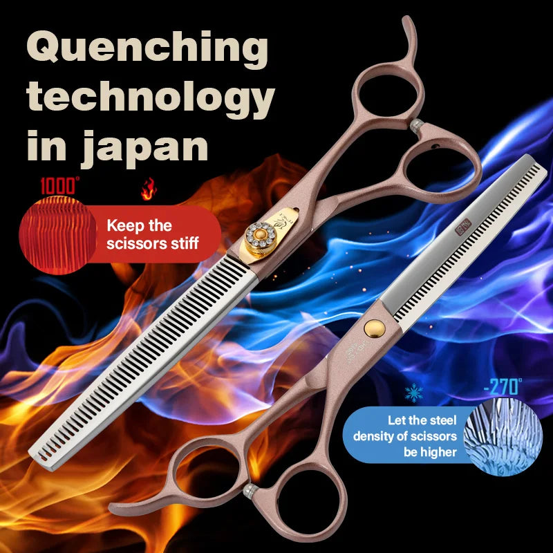 Fenice 7.5" Pet Grooming Thinning Scissors - JP440C Steel