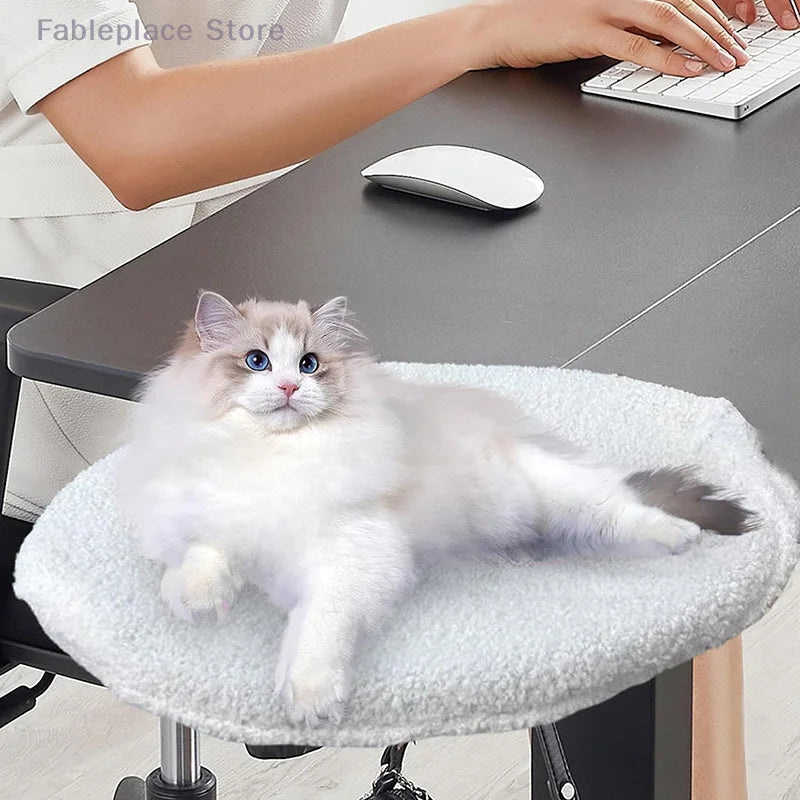 1 Piece Cat Desk Bed Comfortable And Soft Round Desktop Cat Perch Desktop Mounted Cat Litter Box With Pet Mat
