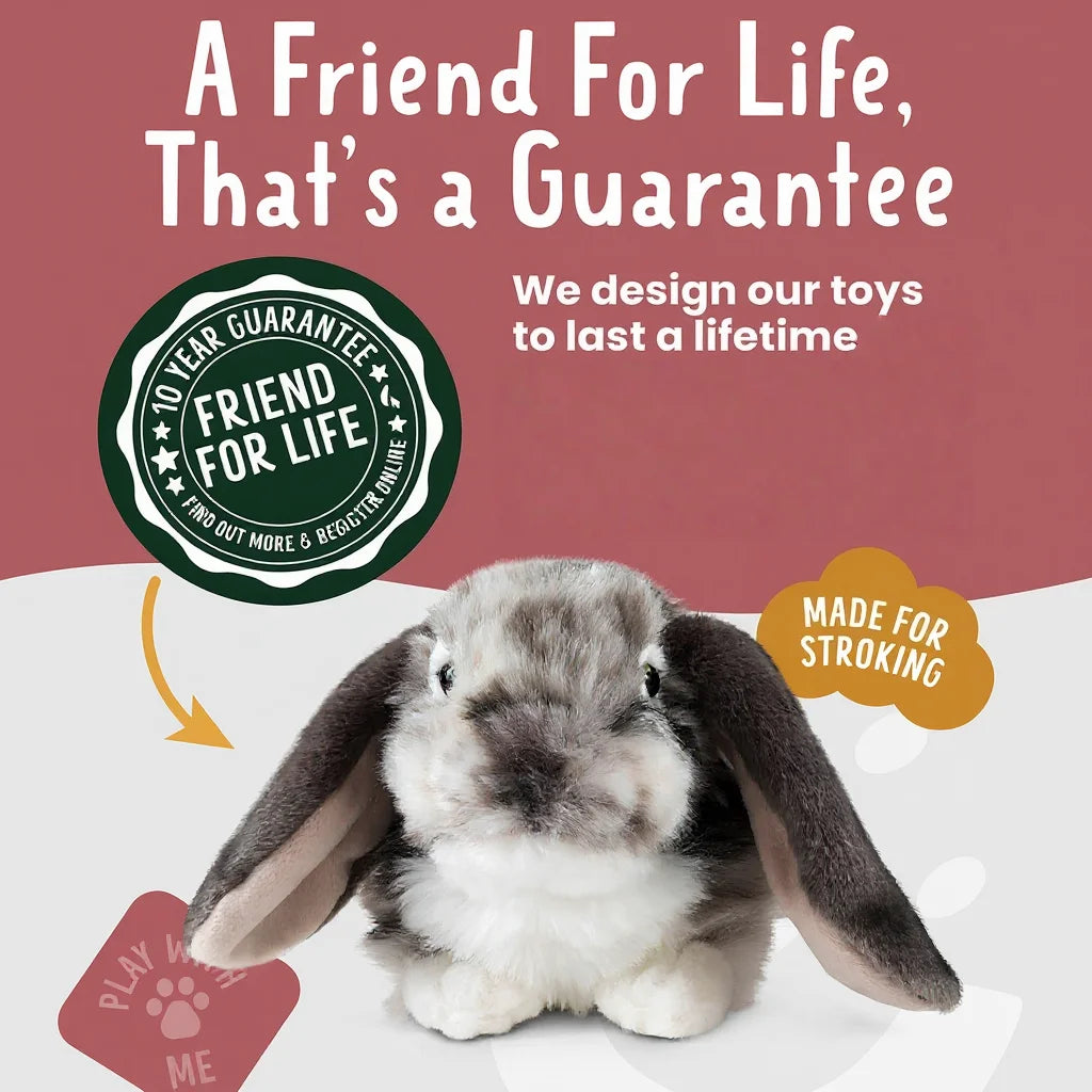 Gray Lop-Eared Rabbit Plush Toy, 10.6-inch Soft Simulated Rabbit Doll, Children's Day Gift, Home Bedroom Decoration