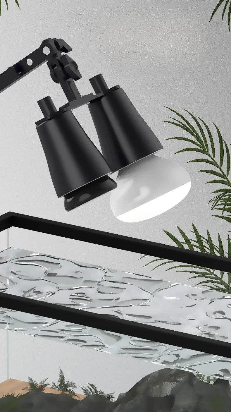 Reptile Terrarium Adjustable Dual-head Lamp Stand Adsorption Removable UVB UVA Lamp Stand Reptile Habitat Supplement Calcium
