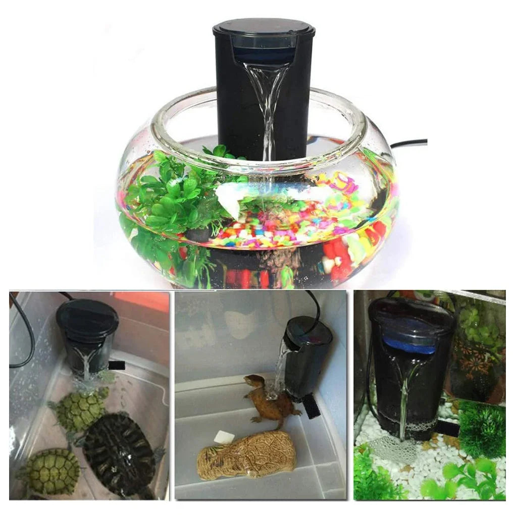 Aquarium Filter 5W Low Water Level Reptile Filter Suspended Waterfall Plastic Cleaning Water Pump Water Circulation Turtle