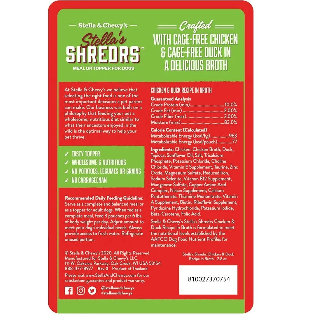 Stella & Chewy's Chicken & Duck Shredrs Dog Food (2.8oz)