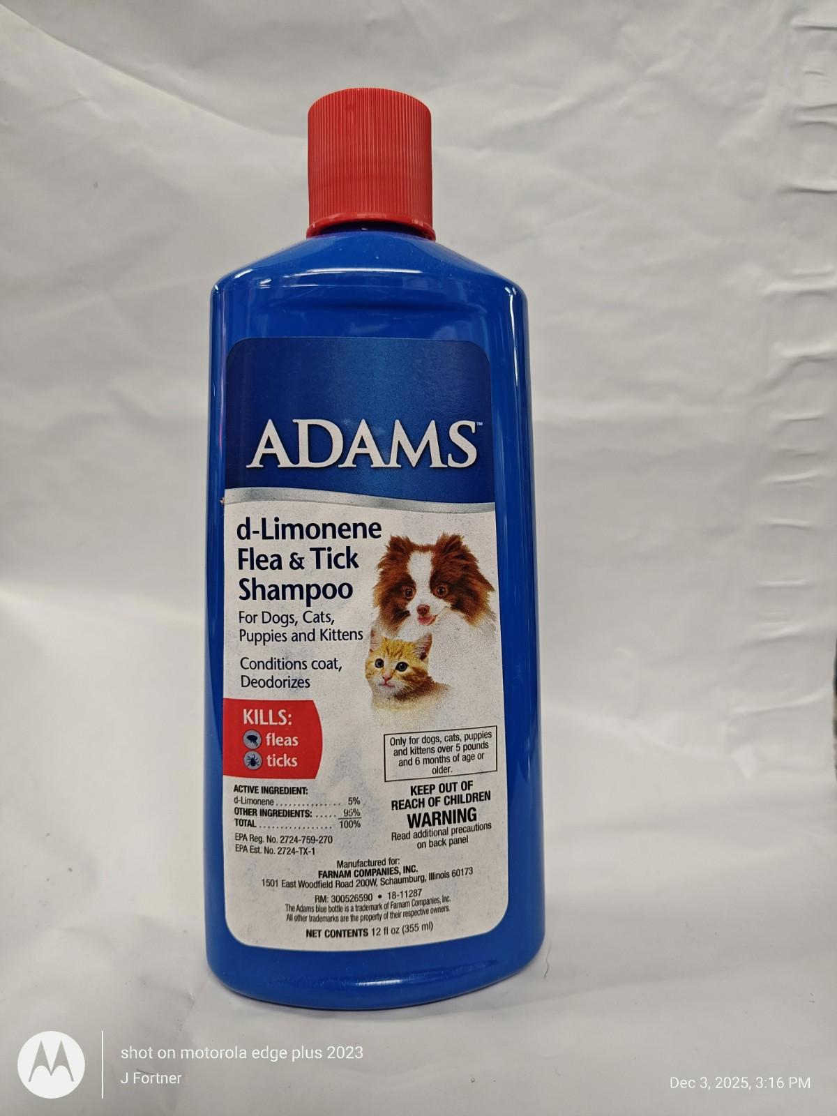Adams d-Limonene Flea & Tck Shmpoo for Cats & Dogs 12 oz