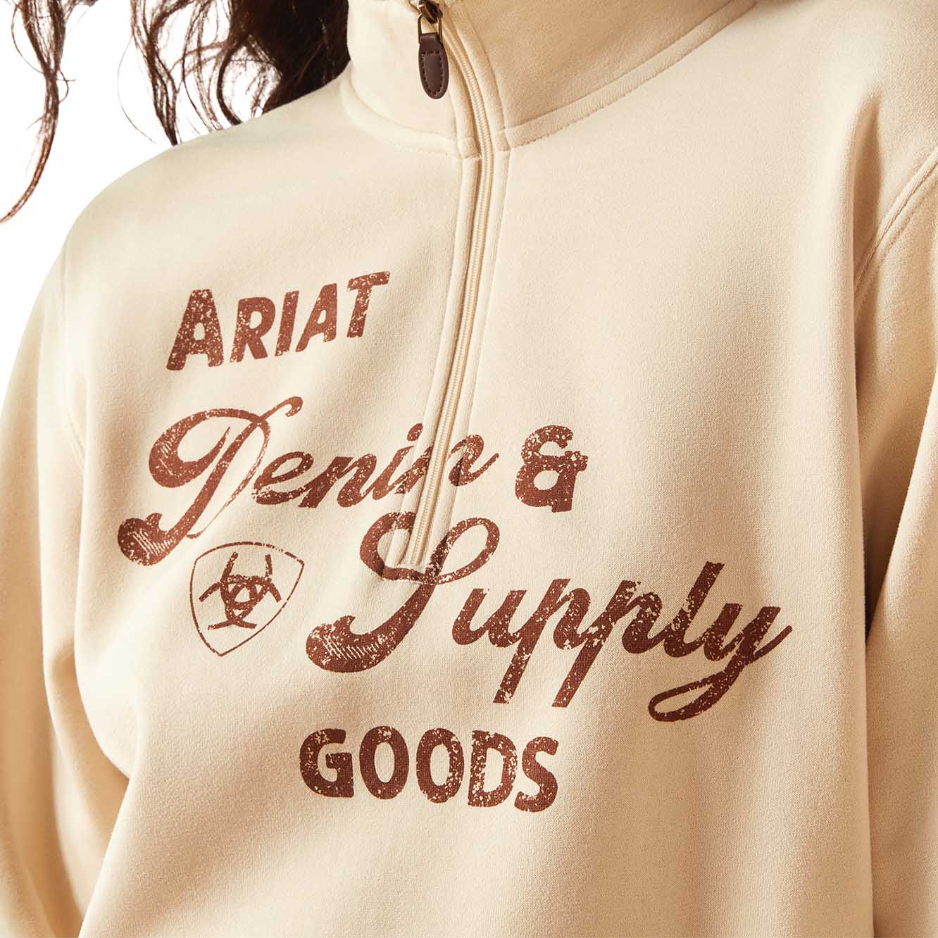 Ariat Women's "Denim & Supply" 1/2 Zip Sweatshirt – Midweight Fleece Casual Pullover