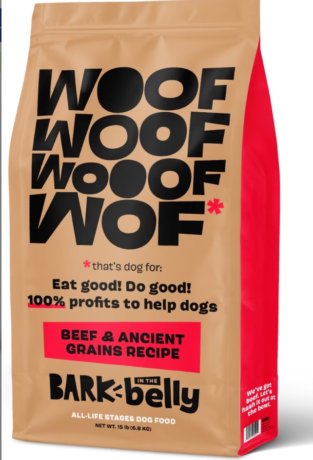 Bark N the Belly Chicken or Beef  15 pound bag USA Ingredients