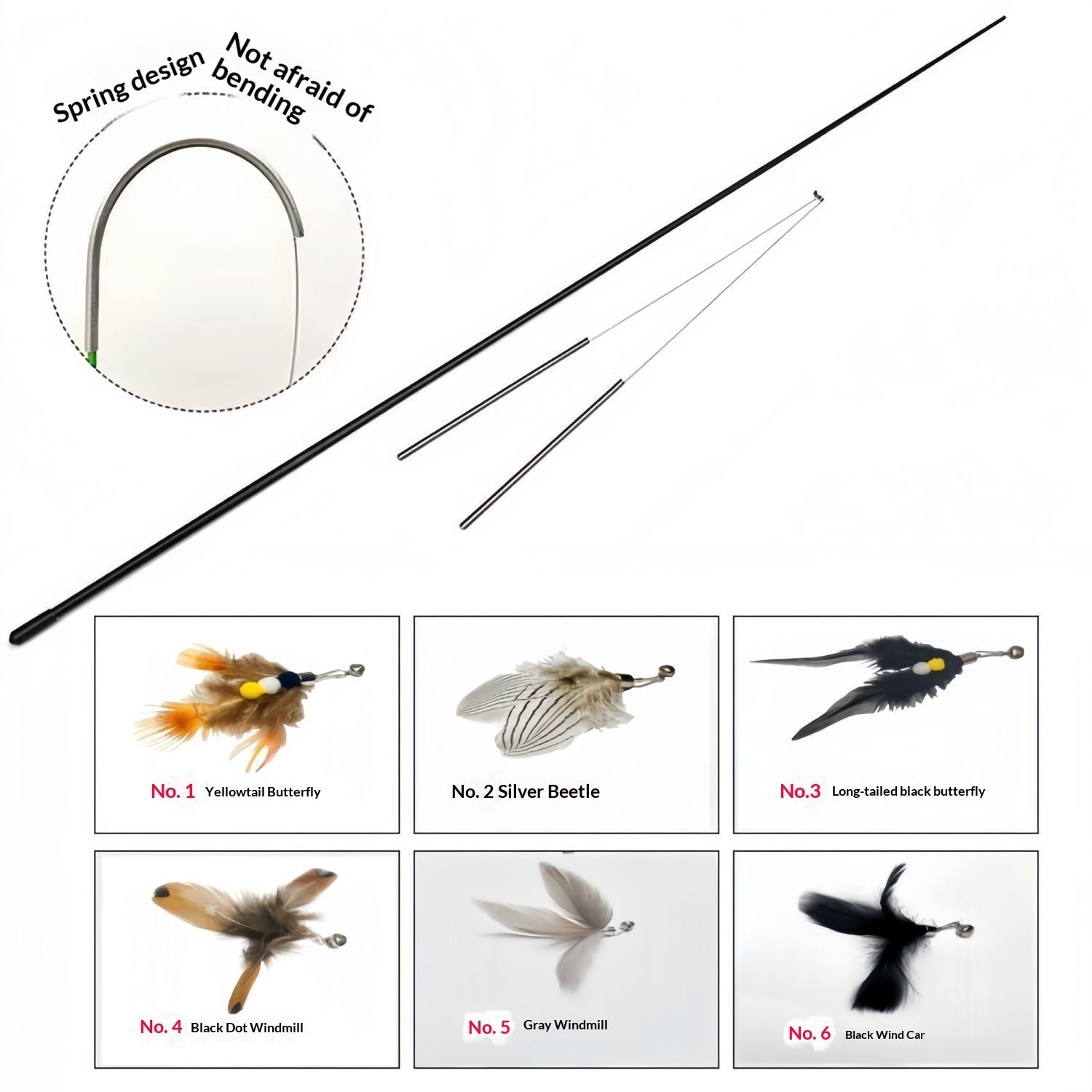 New Insect Feather Replacement Head Bell Cat Toy