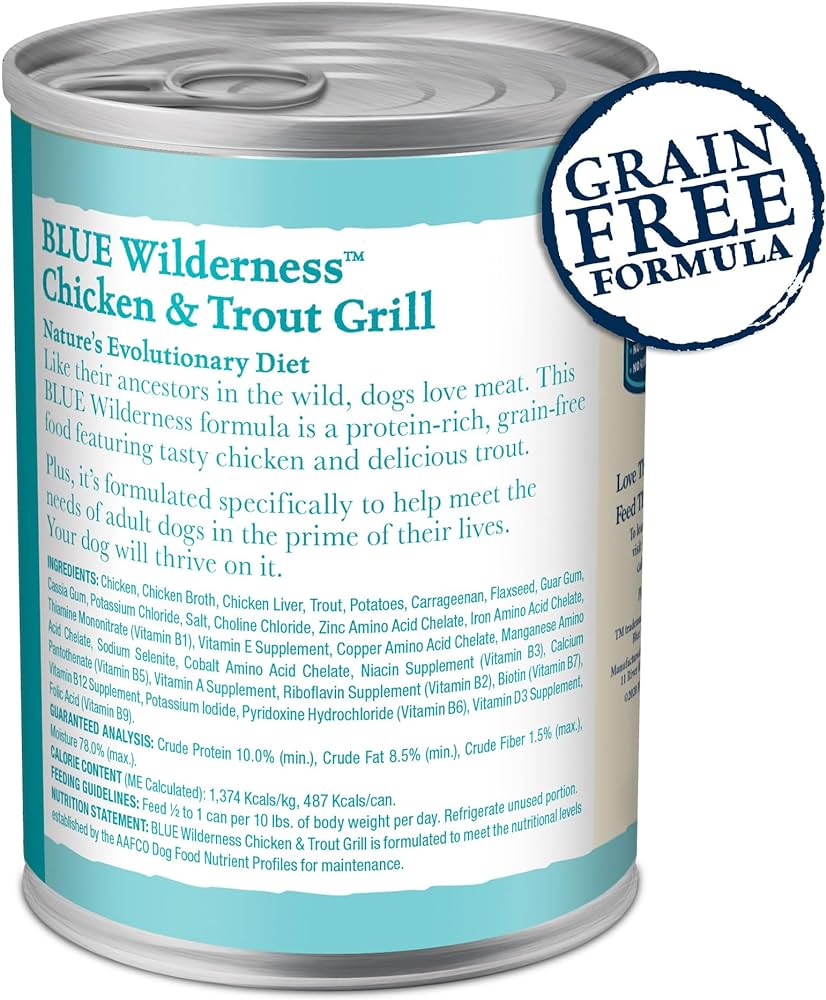 Blue Buffalo Wilderness Adult Grain-Free Trout & Chicken Grill Wet Dog Cans (12.5oz)