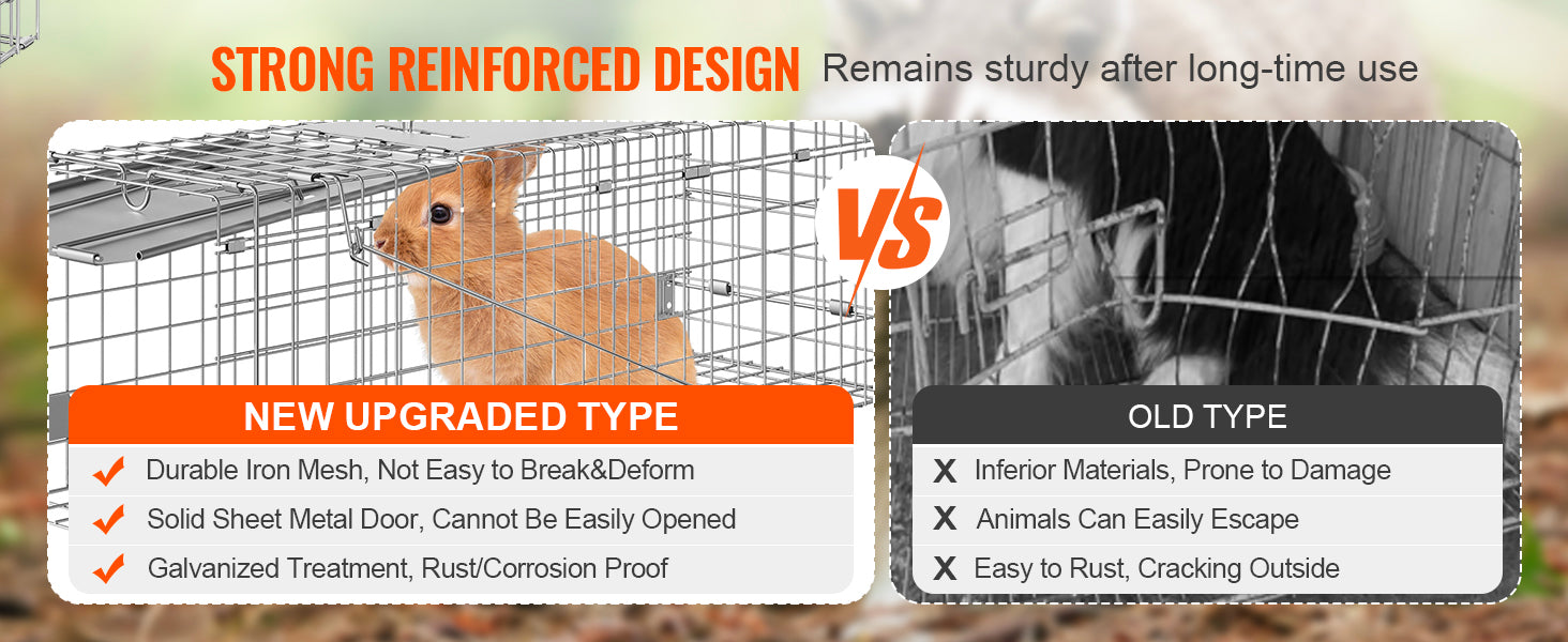 SucceBuy Live Animal Cage Trap Humane Cat Rodent Control Folding with Handle for Rabbits Stray Cats Squirrels Raccoons Groundhog