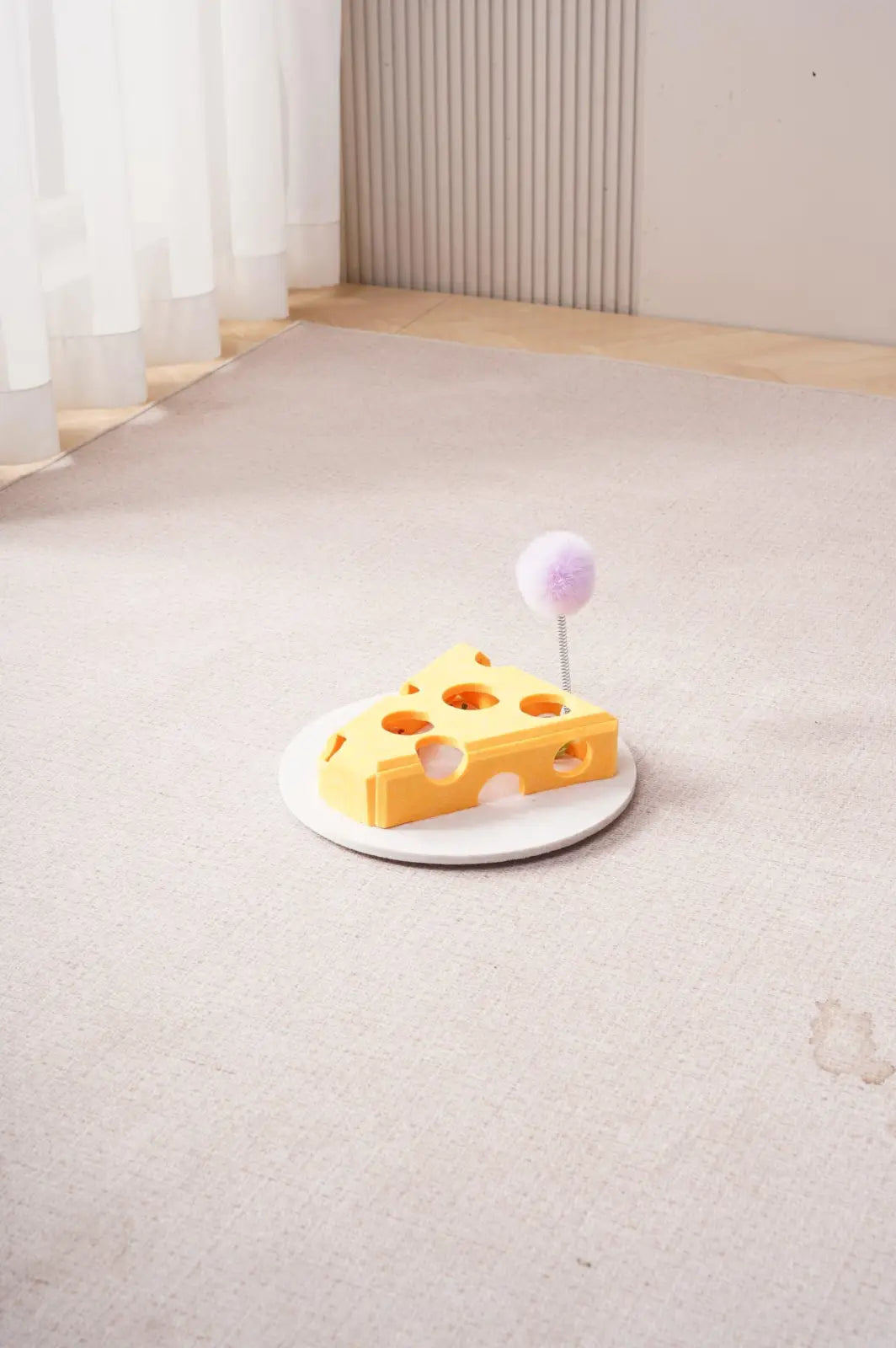 Cat Puzzle Toy with Spring Wand and Suction Cup Base