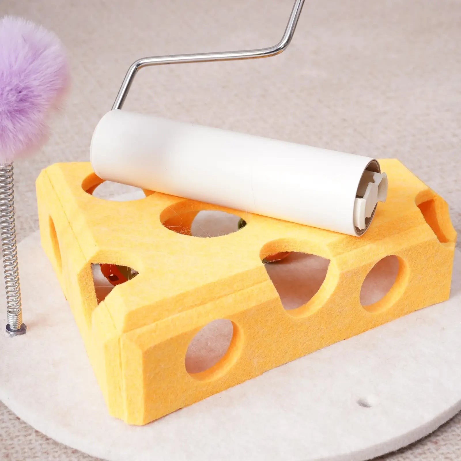 Cat Puzzle Toy with Spring Wand and Suction Cup Base
