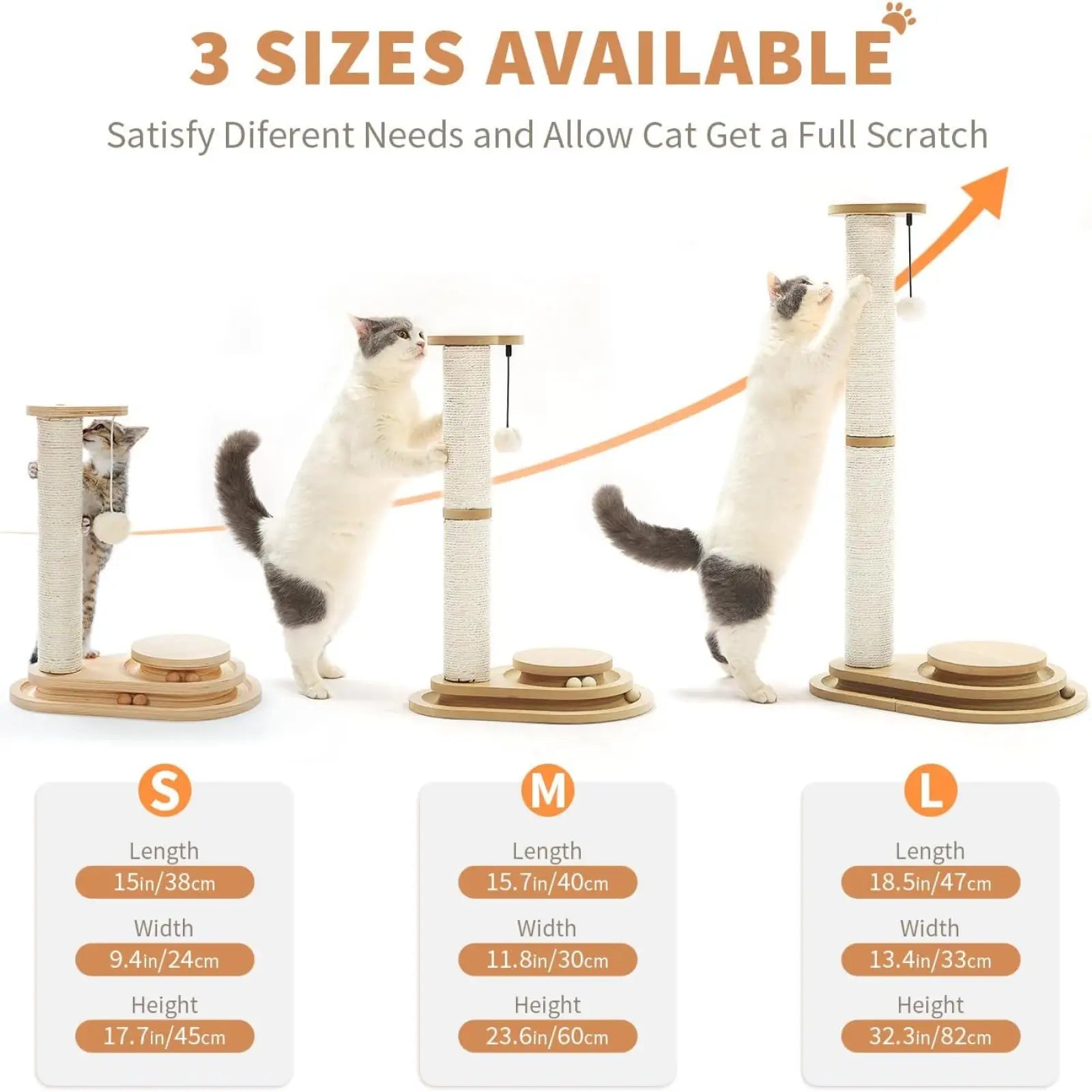 Cat Scratching Post with 3 Tier Track Toy and Sisal Pole