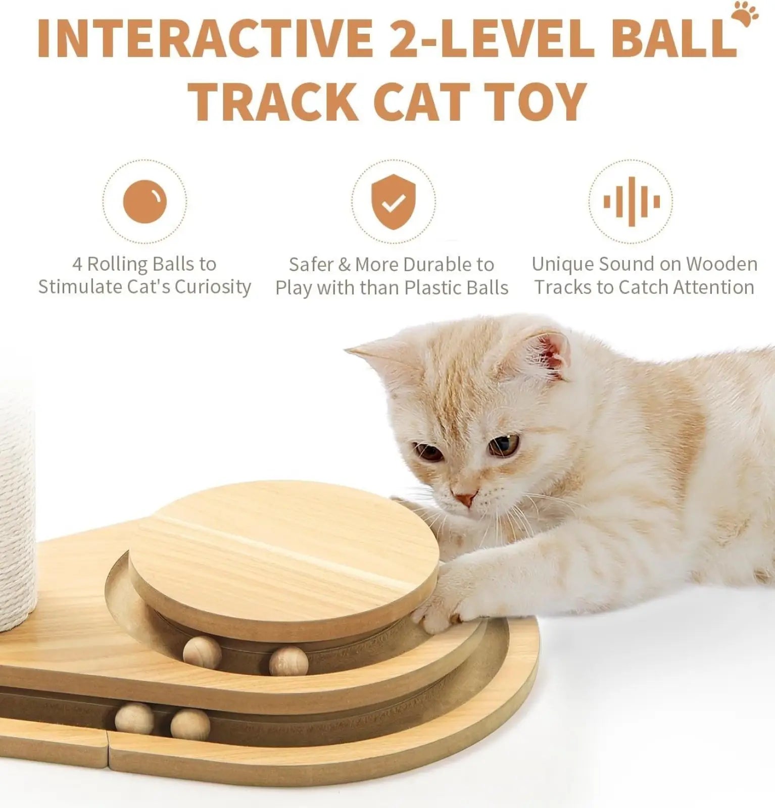Cat Scratching Post with 3 Tier Track Toy and Sisal Pole