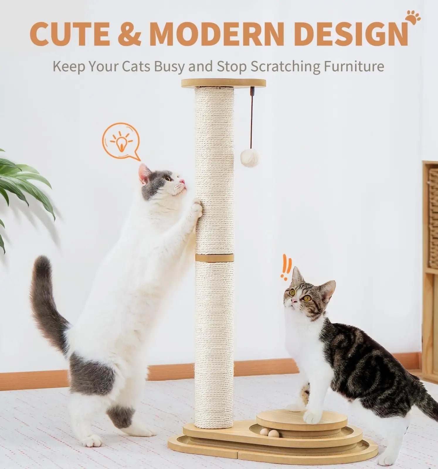 Cat Scratching Post with 3 Tier Track Toy and Sisal Pole