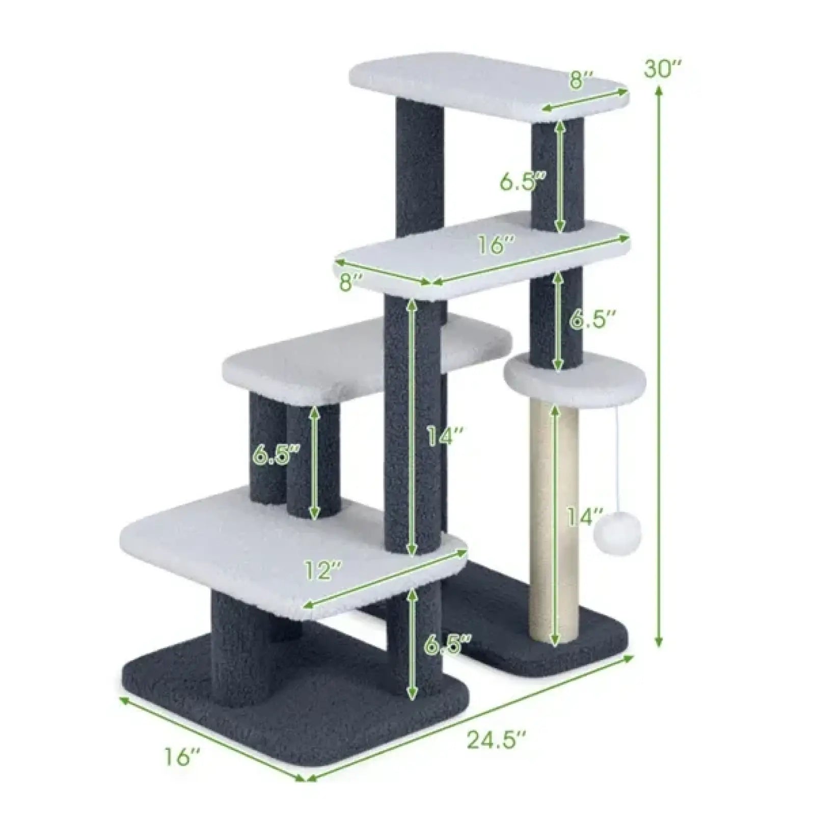 Cat Stairs with Sisal Scratching Post 4 Levels