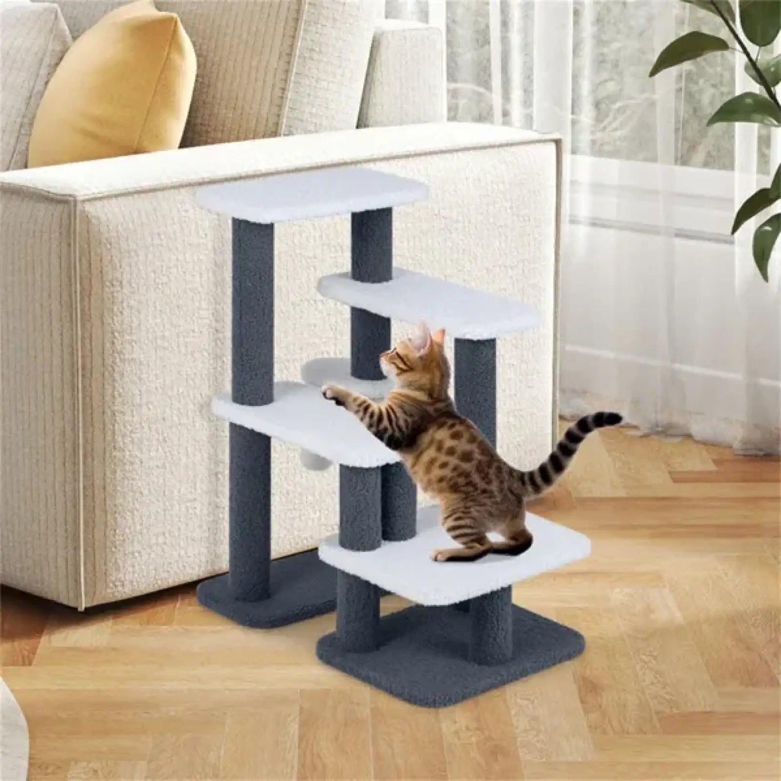 Cat Stairs with Sisal Scratching Post 4 Levels