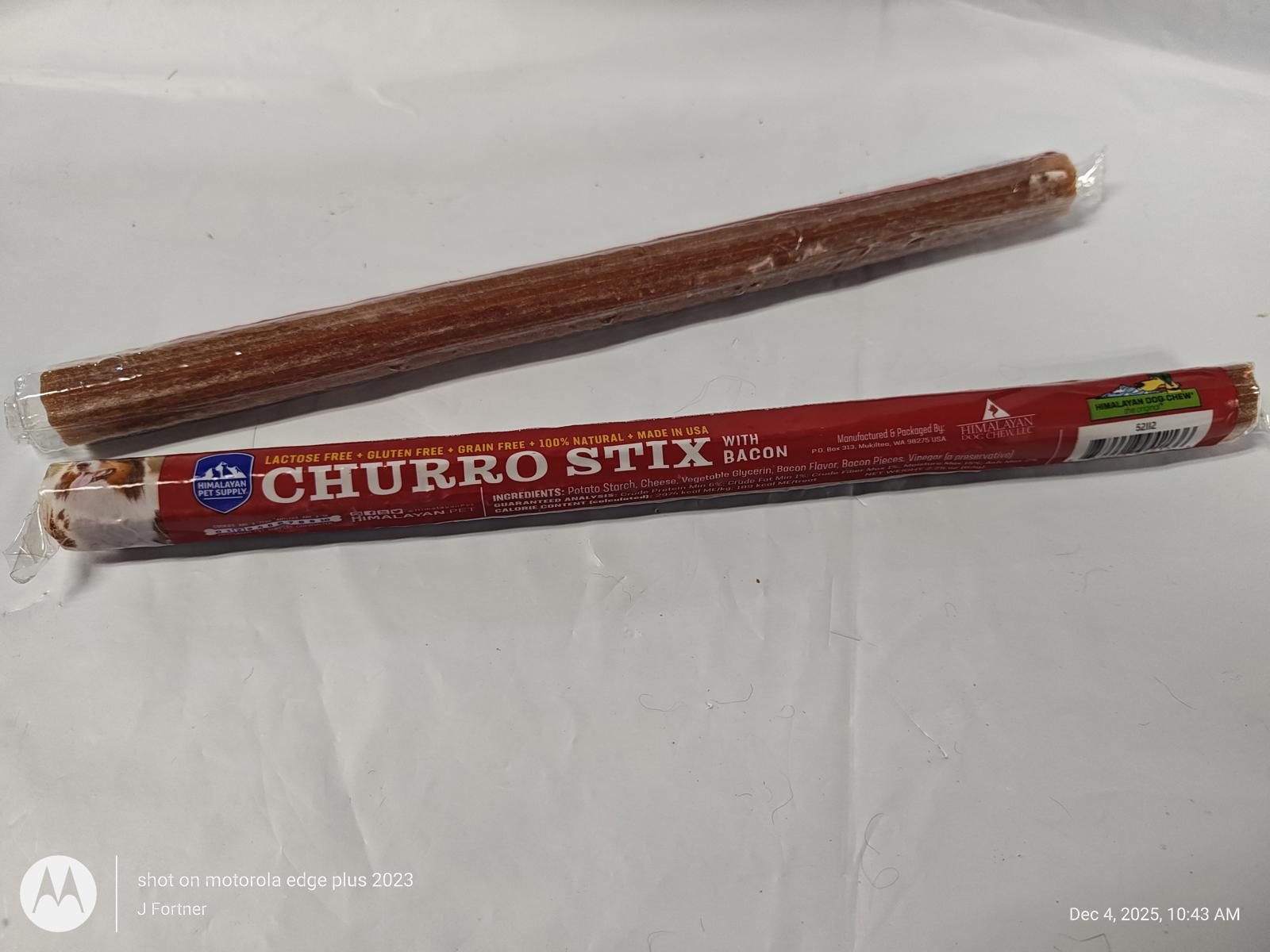 Himalayan Churro Dog Chew Stix 2 Pack bacon flavored