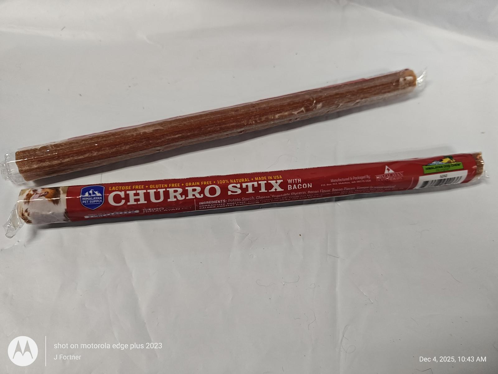 Himalayan Churro Dog Chew Stix 2 Pack bacon flavored