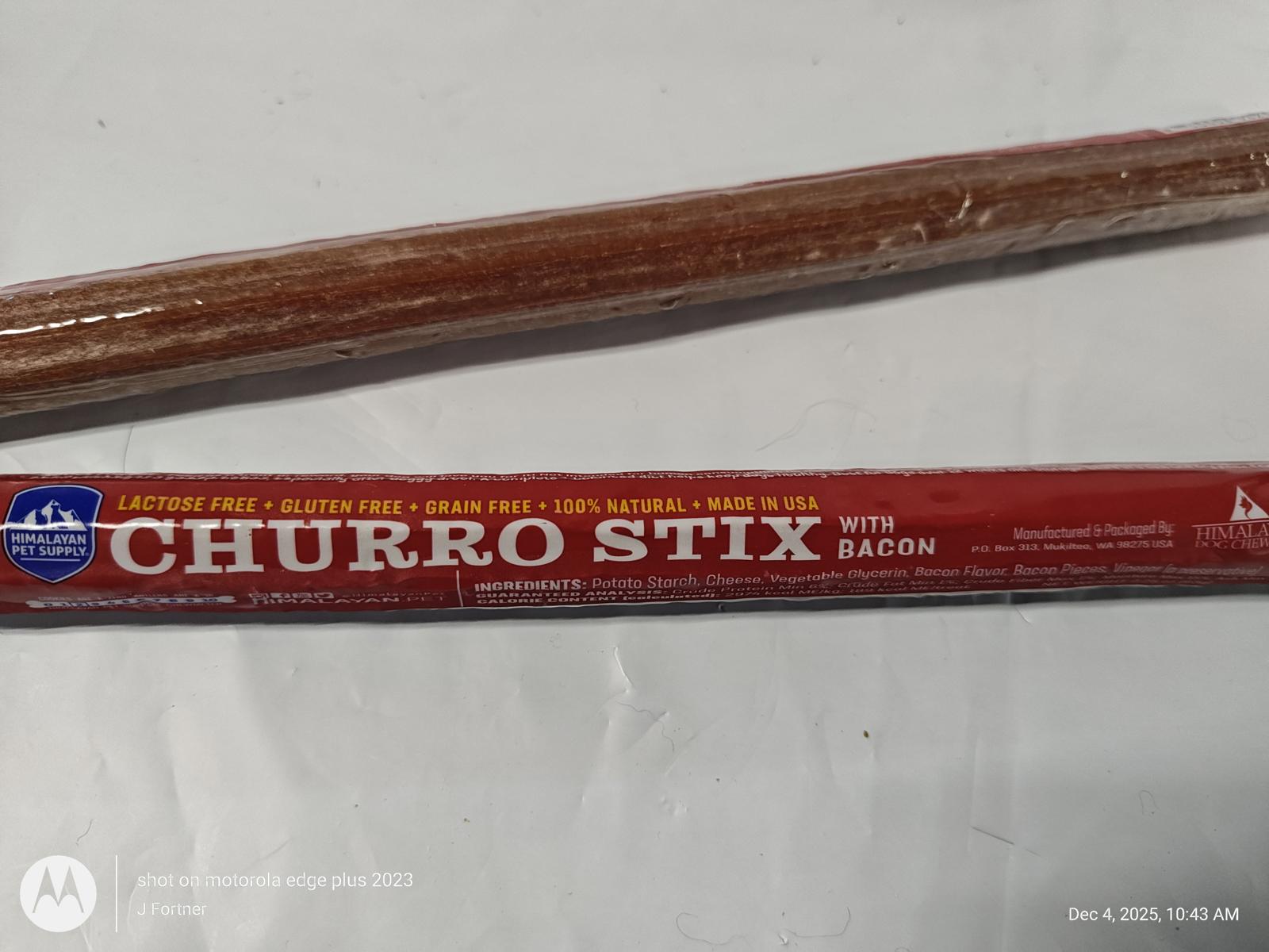 Himalayan Churro Dog Chew Stix 2 Pack bacon flavored
