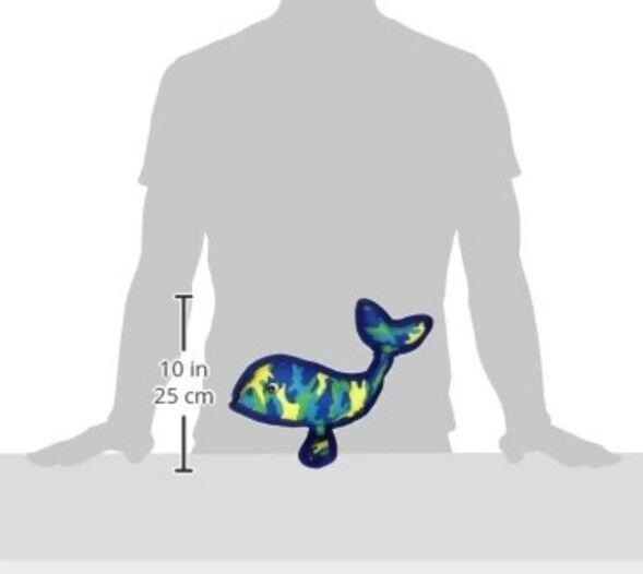 Pet Lou Squeeze Me Glamorous Sea Warrior Camouflage Whale Dog Toy, Blue