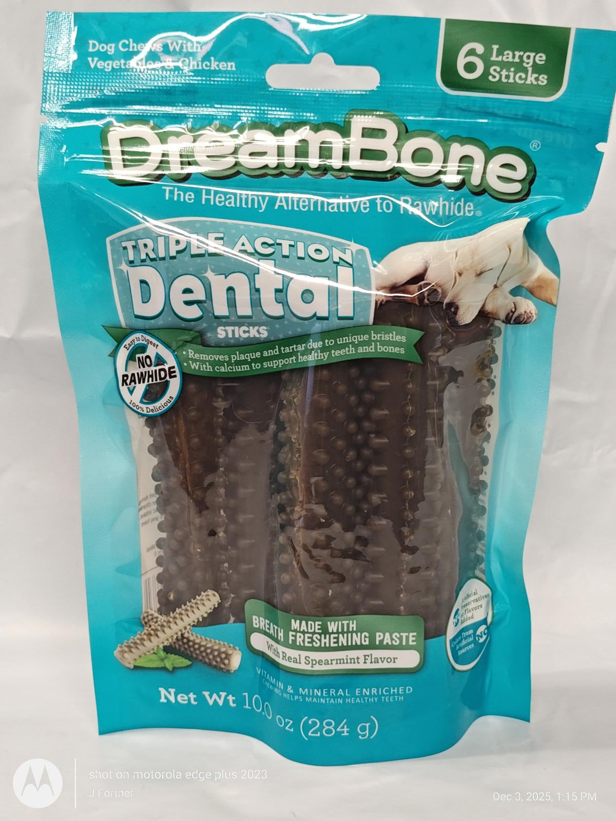 Dental Bone Chews  Triple Action NO RAWHIDE Large 6 count Dream bone