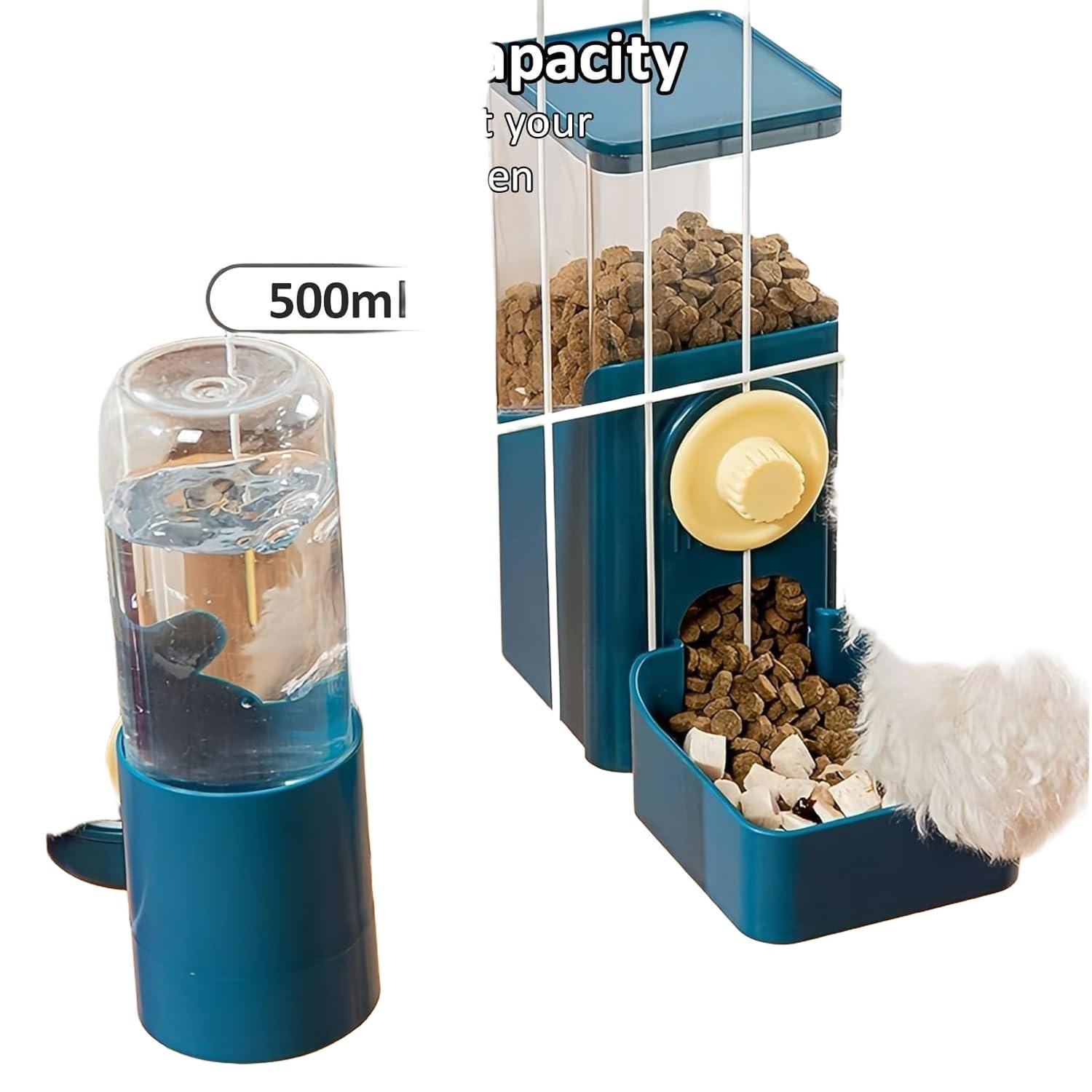 Hanging Automatic Pet Food and Water Dispenser for Cages