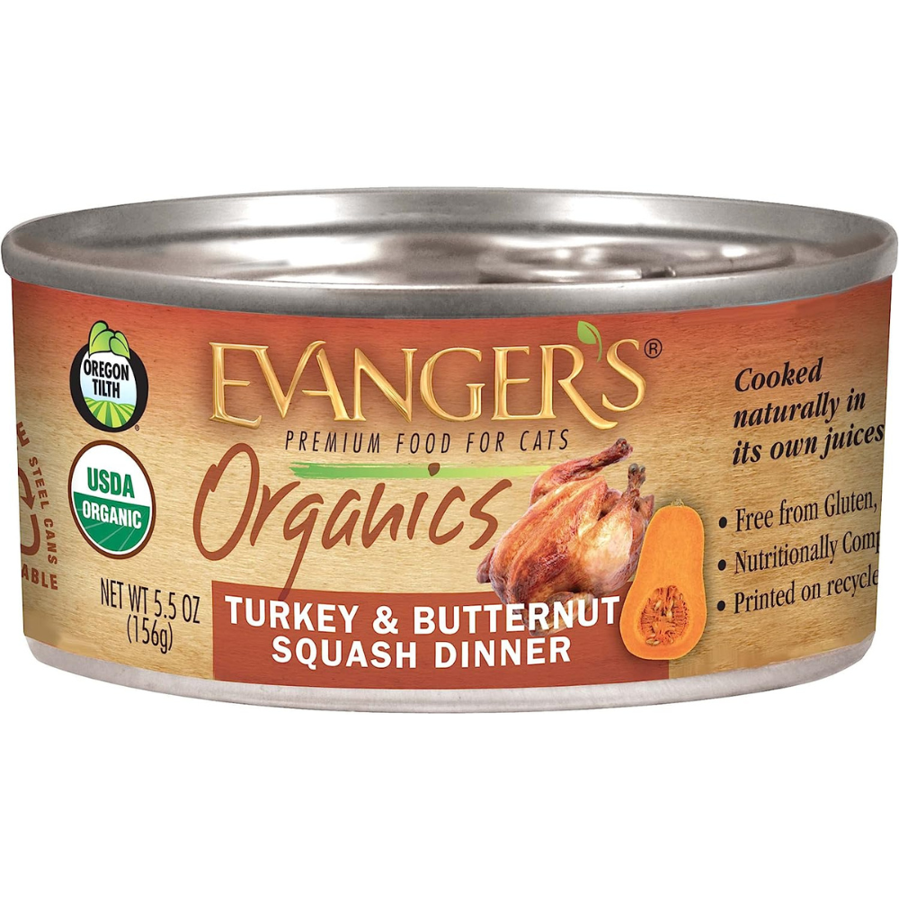 Evanger's All Life Stages Organics Turkey & Butternut Squash Dinner Wet Cat Food (5.5oz)