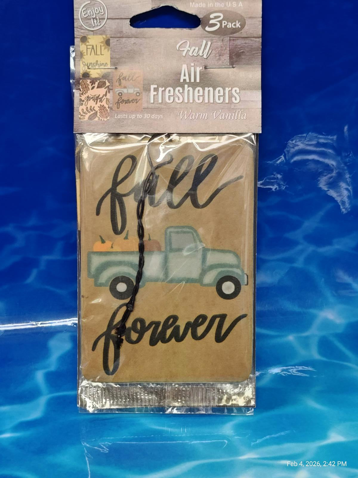 Air Fresheners 3 Pack  Warm Vanilla Scent  Brand New Sealed