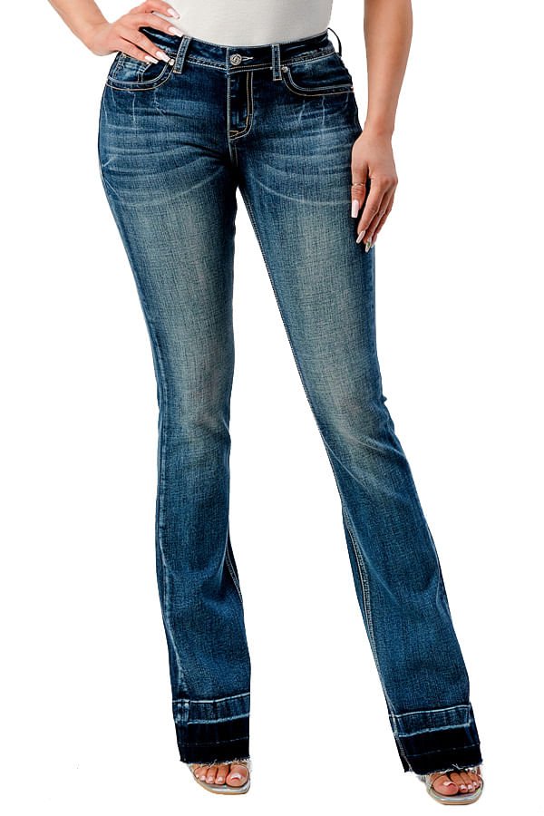 Grace in LA Women's Western 3D Horse Mid Rise Bootcut Jeans