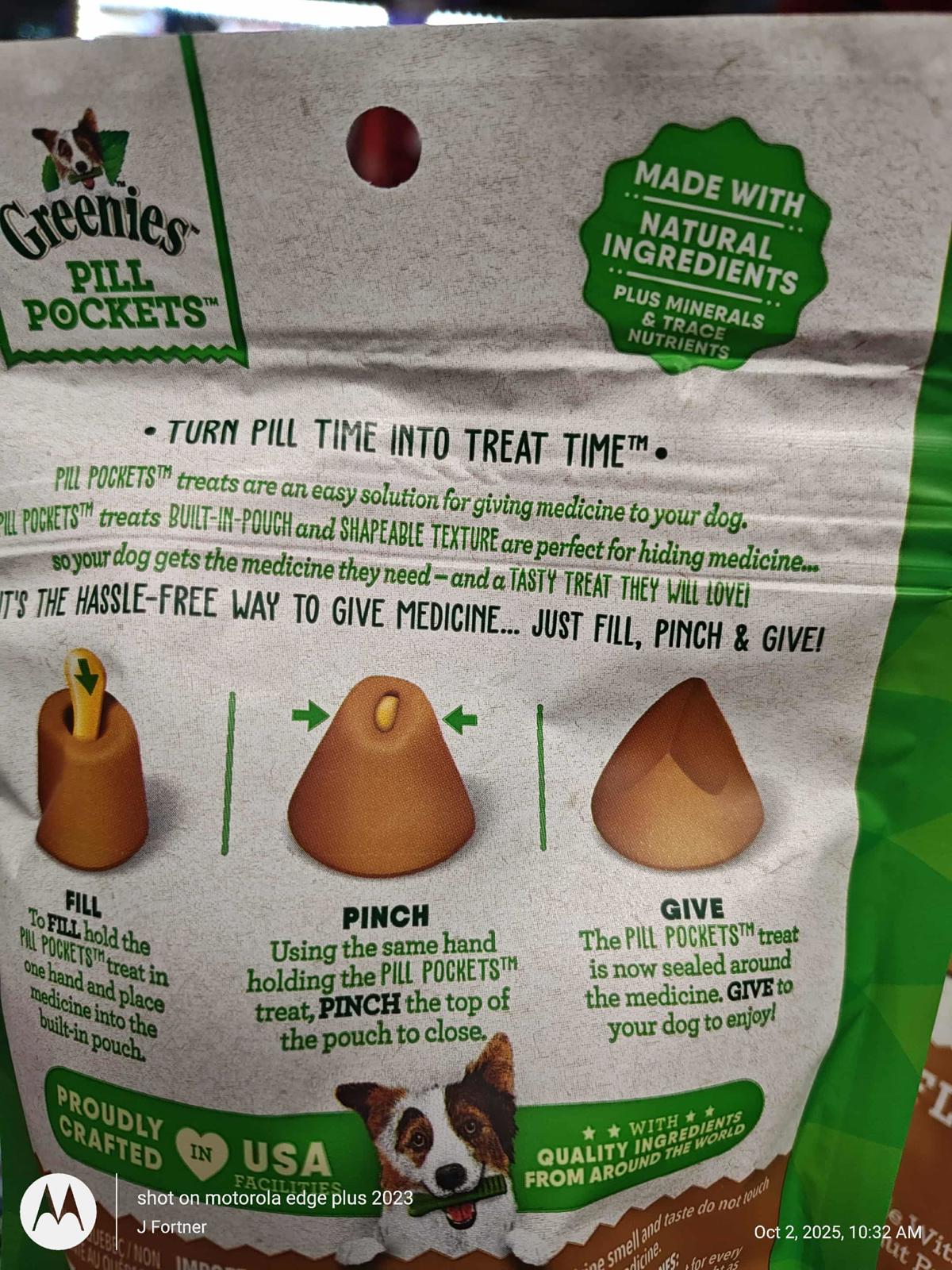 Pet Treat- Pockets for Dogs Capsules lg Size 30 Count  1 Bag Peanut Butter 7.9oz