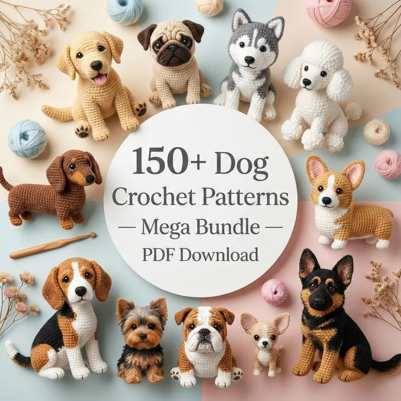 160+ Dog Amigurumi Crochet Patterns Bundle - PDF Download