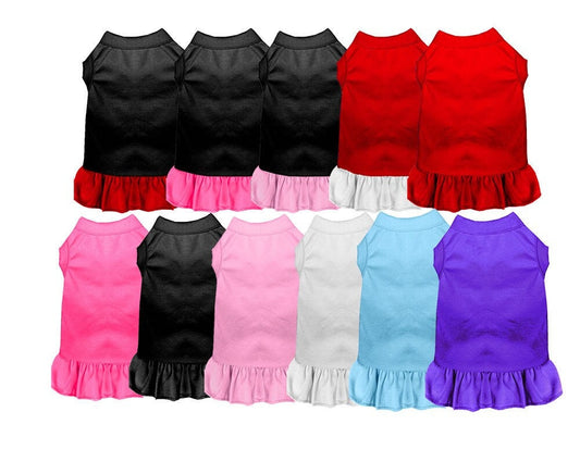 Plain Pet Dog & Cat Dress - Cotton Blend Soft & Comfy