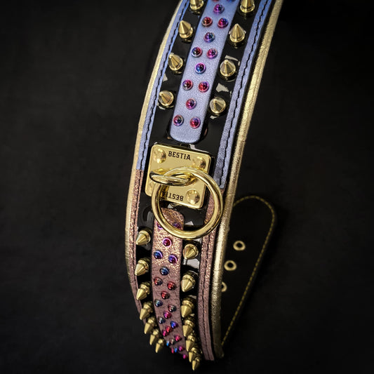 Bestia Candy Dog Collar - Black Genuine Leather 2.5" Wide