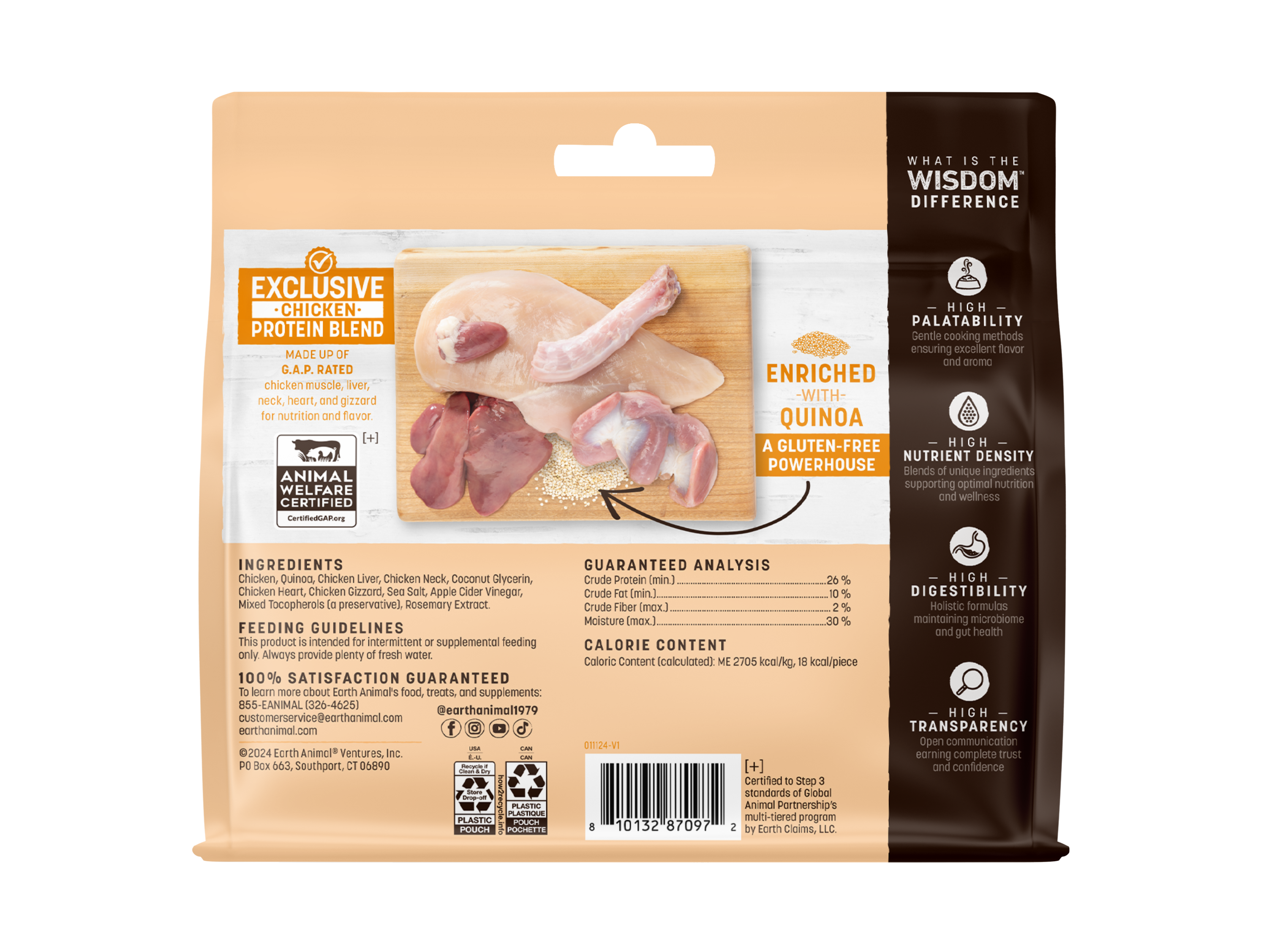 Earth Animal Wisdom Air Dried Chicken Jerky Dog Treats (4oz)