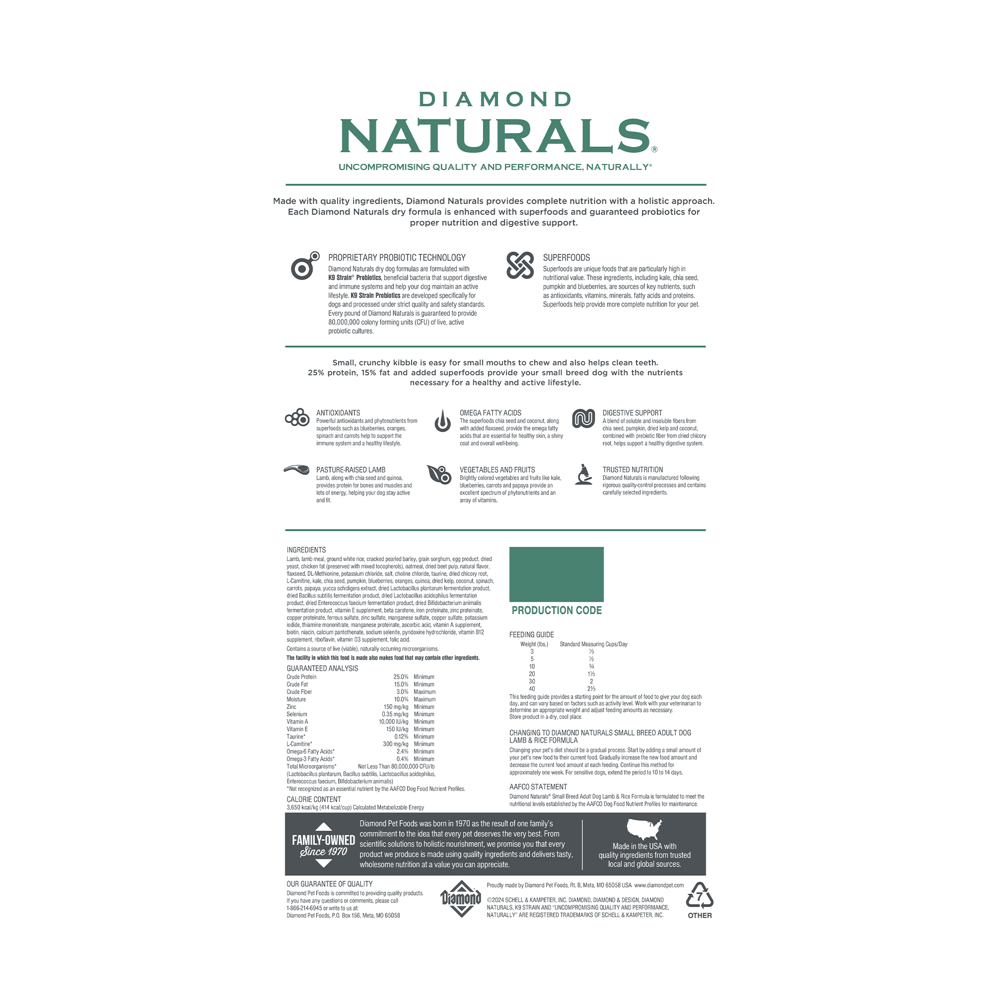 Diamond Naturals Small Breed Adult Dog Lamb & Rice Dry Dog Food (6lb)