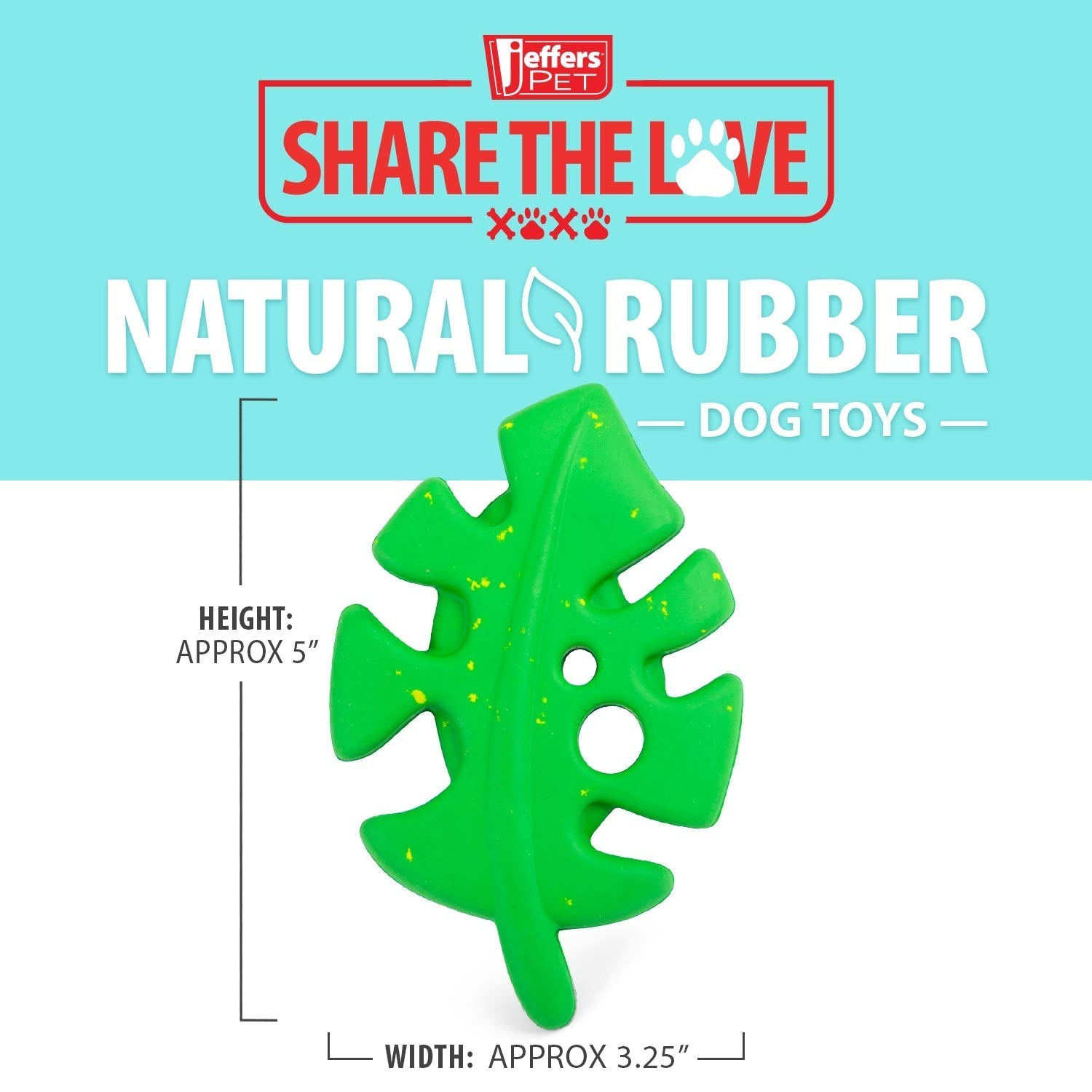 Jeffers Leaf Shaped Natural Rubber Dog Chew Toy with Dental Benefits and Vanilla Scent for Medium Chewers