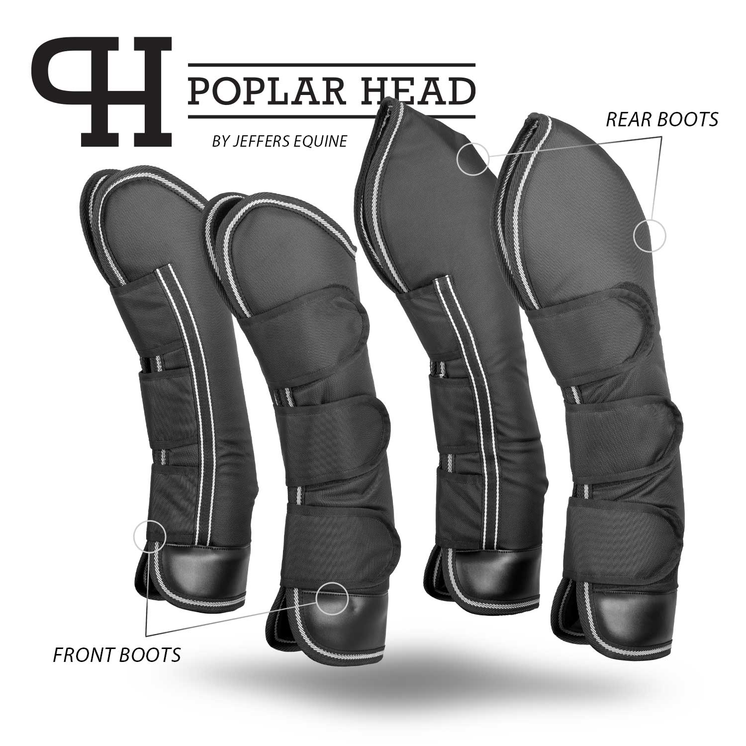 Jeffers Poplar Head Horse Shipping Boots, 4-Pack with Carry Bag