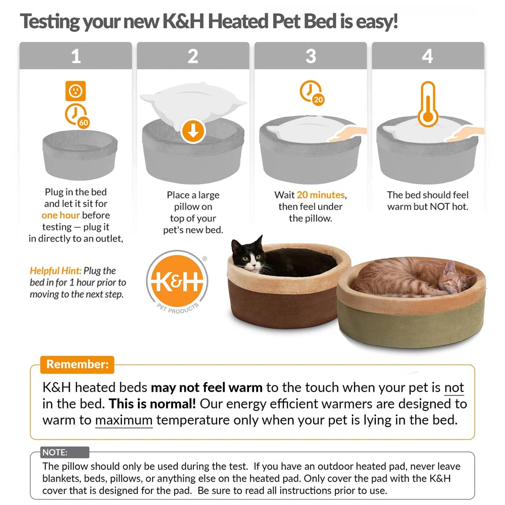 K&H Pet Products Thermo-Kitty Bed Indoor Heated Cat Bed – Safe, Energy Efficient & Washable