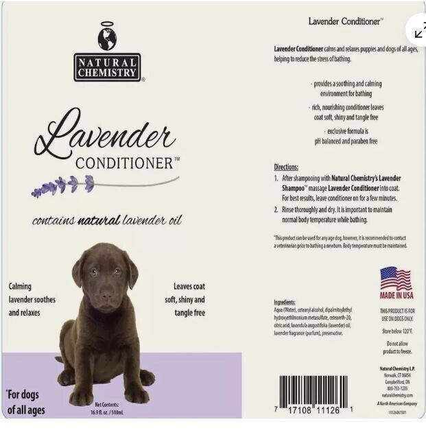 Natural Chemistry Lavender Conditioner Calming Dogs Puppies Reduce Stress 16oz