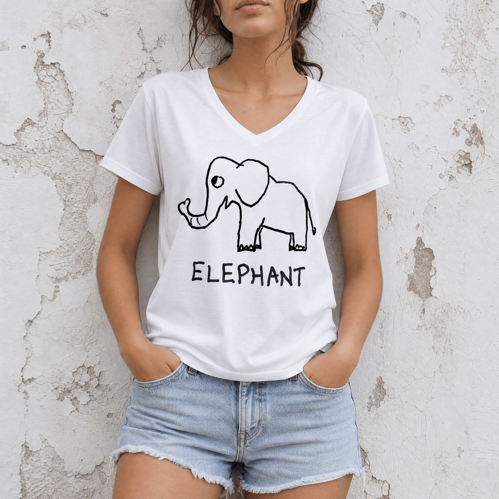 Elephant - Women's V-Neck Tee