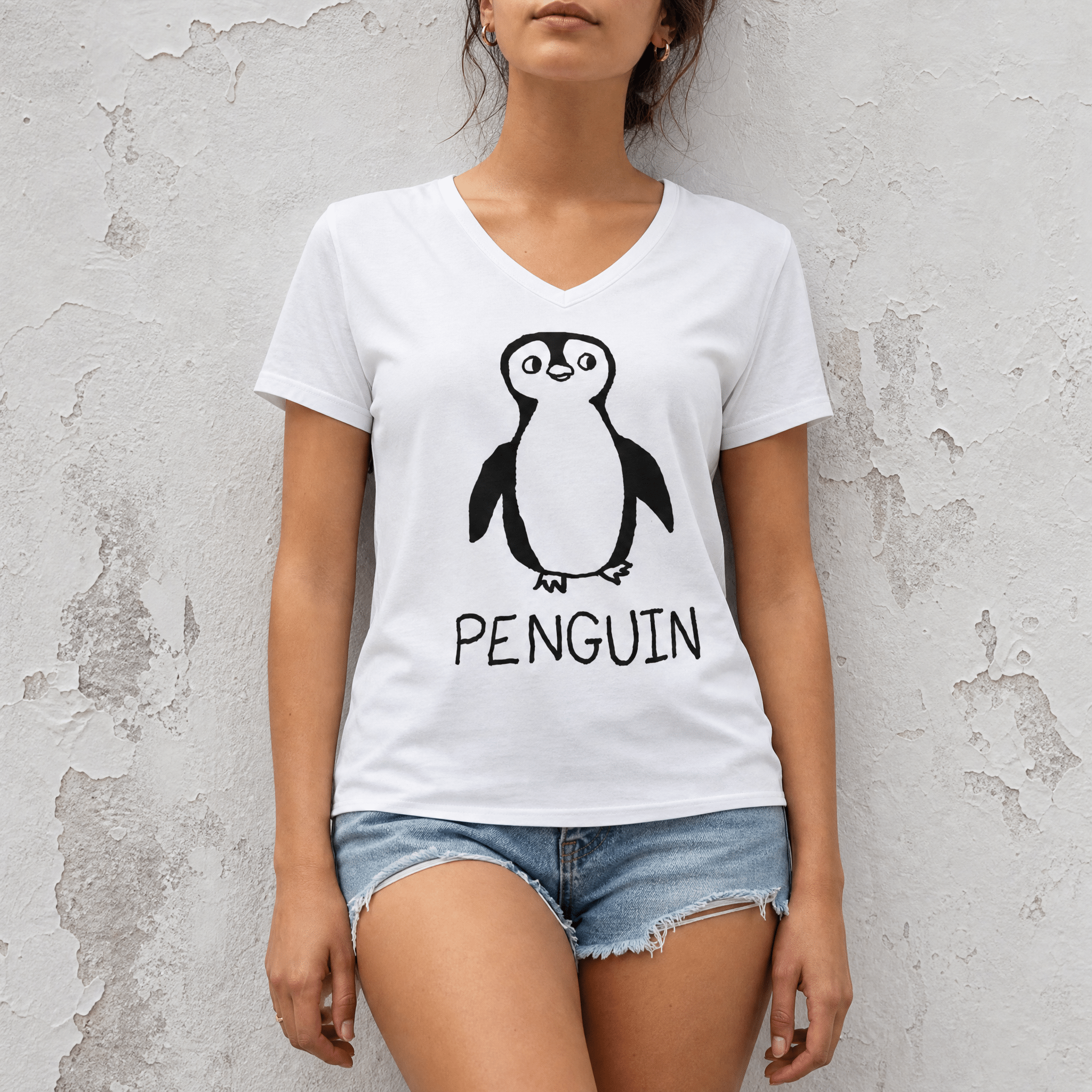Penguin - Women's V-Neck Tee