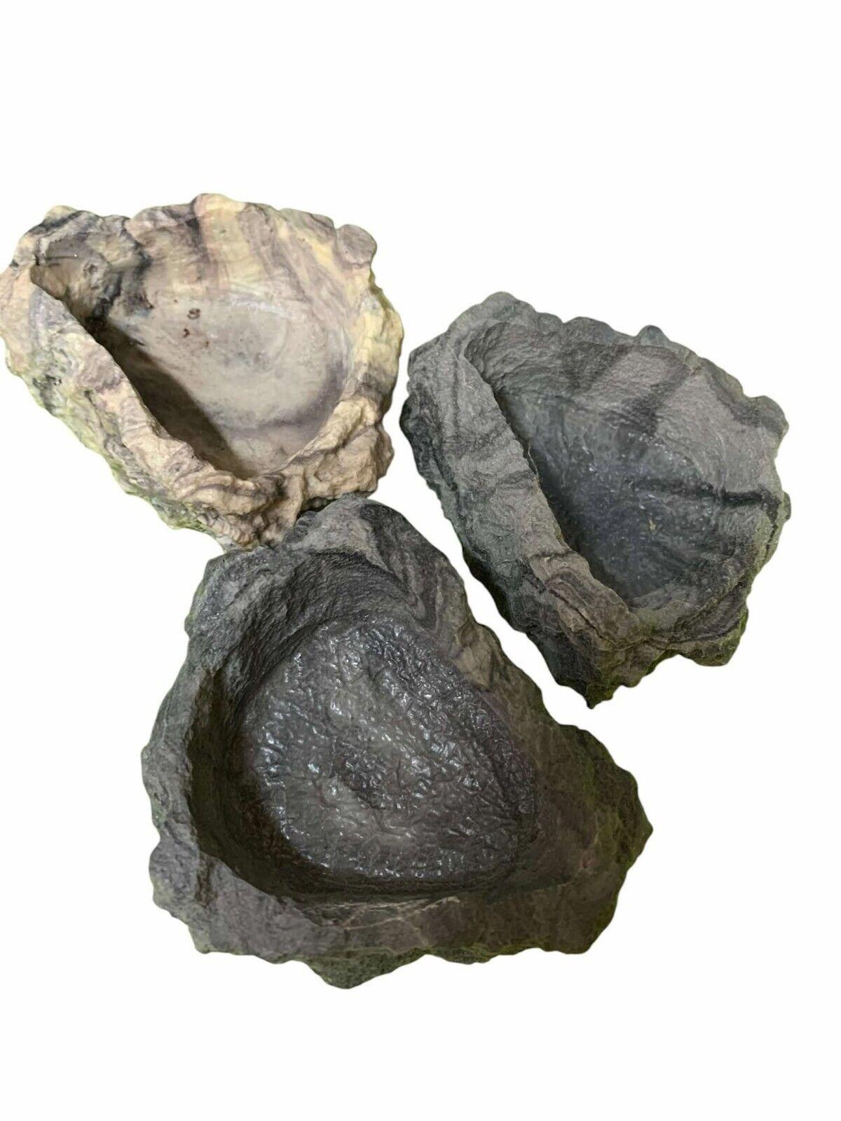 Reptile/Hermit Crab/Tarantula Stone Look Dishes Asst.Colors 48pc