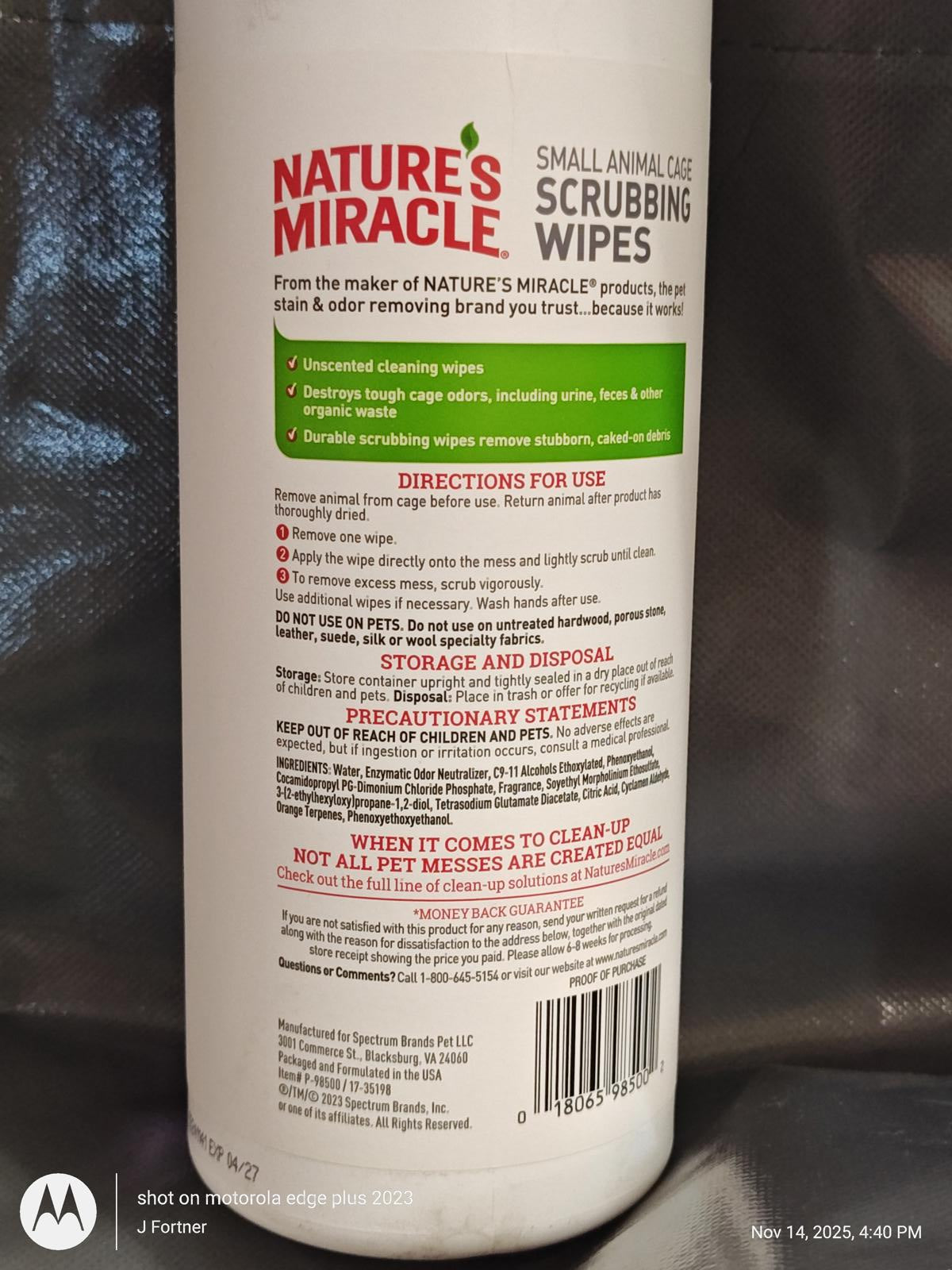 Small Animal Cage Scrubbing Wipes 30 Count